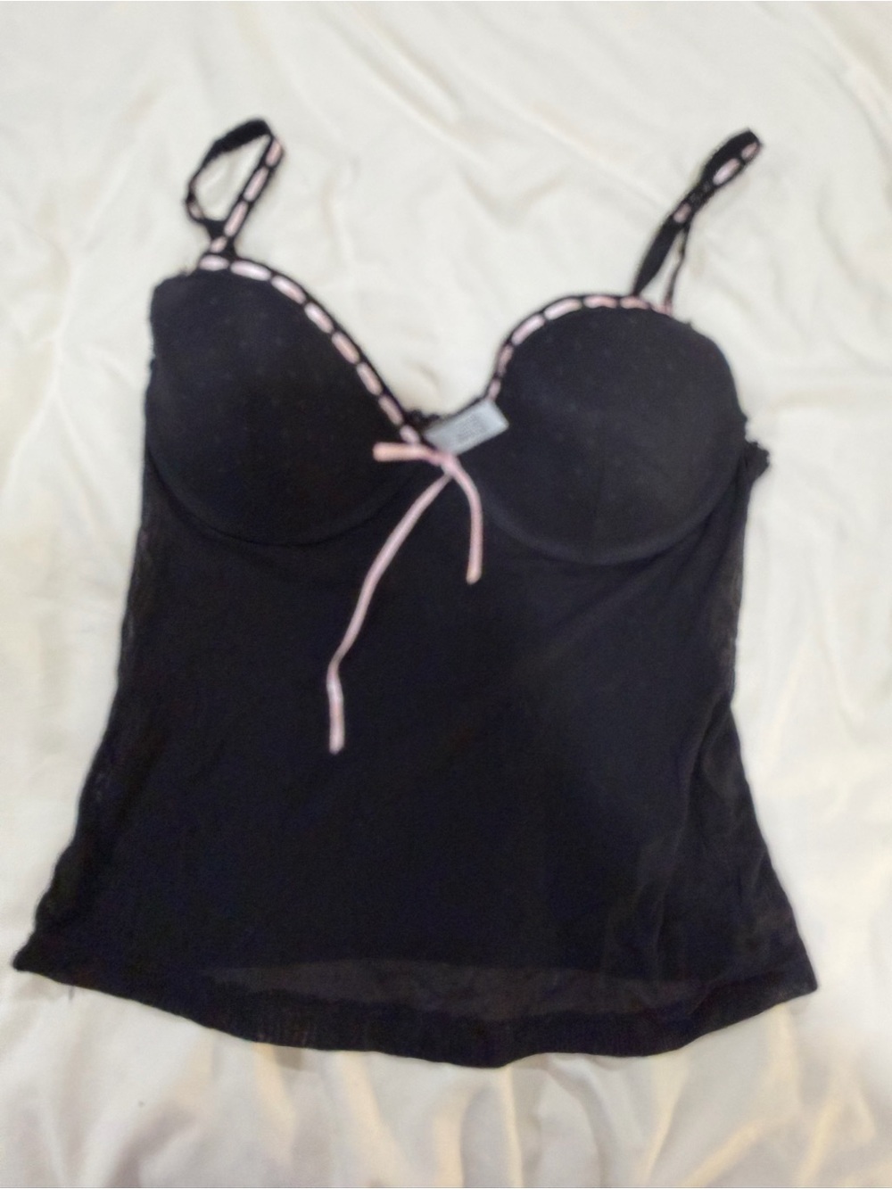 Adore Me Black Chemise with Pink Trim